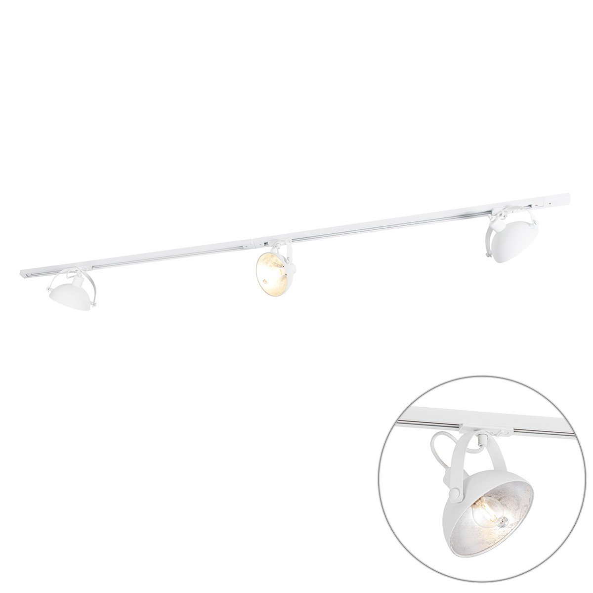 1-fase railsysteem met 3 spots wit verstelbaar - Magnax