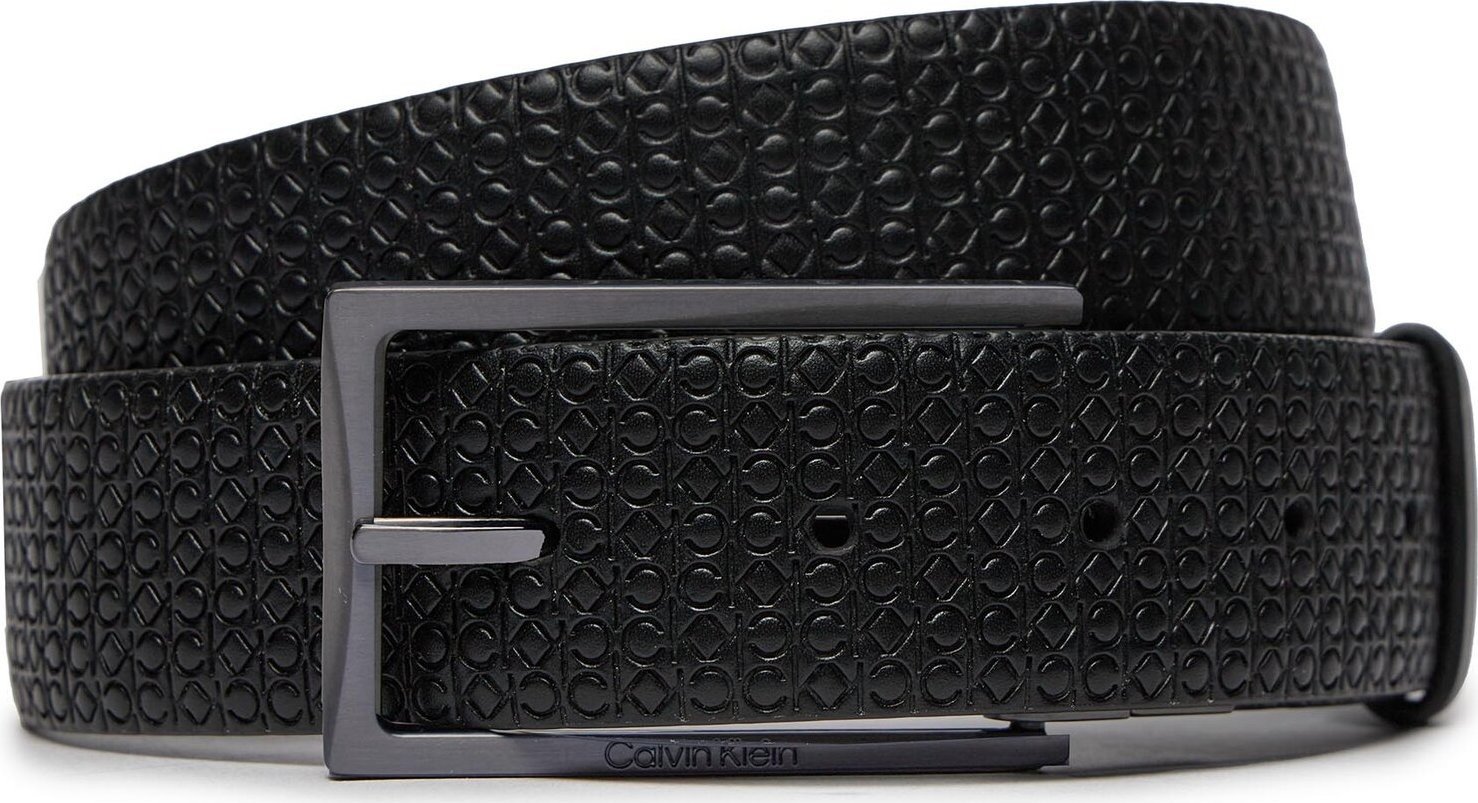 Pánský pásek Calvin Klein Adj/Rev Slim Frame Mono 35Mm K50K511355 Black Nano Mono/Black Smooth 0GL