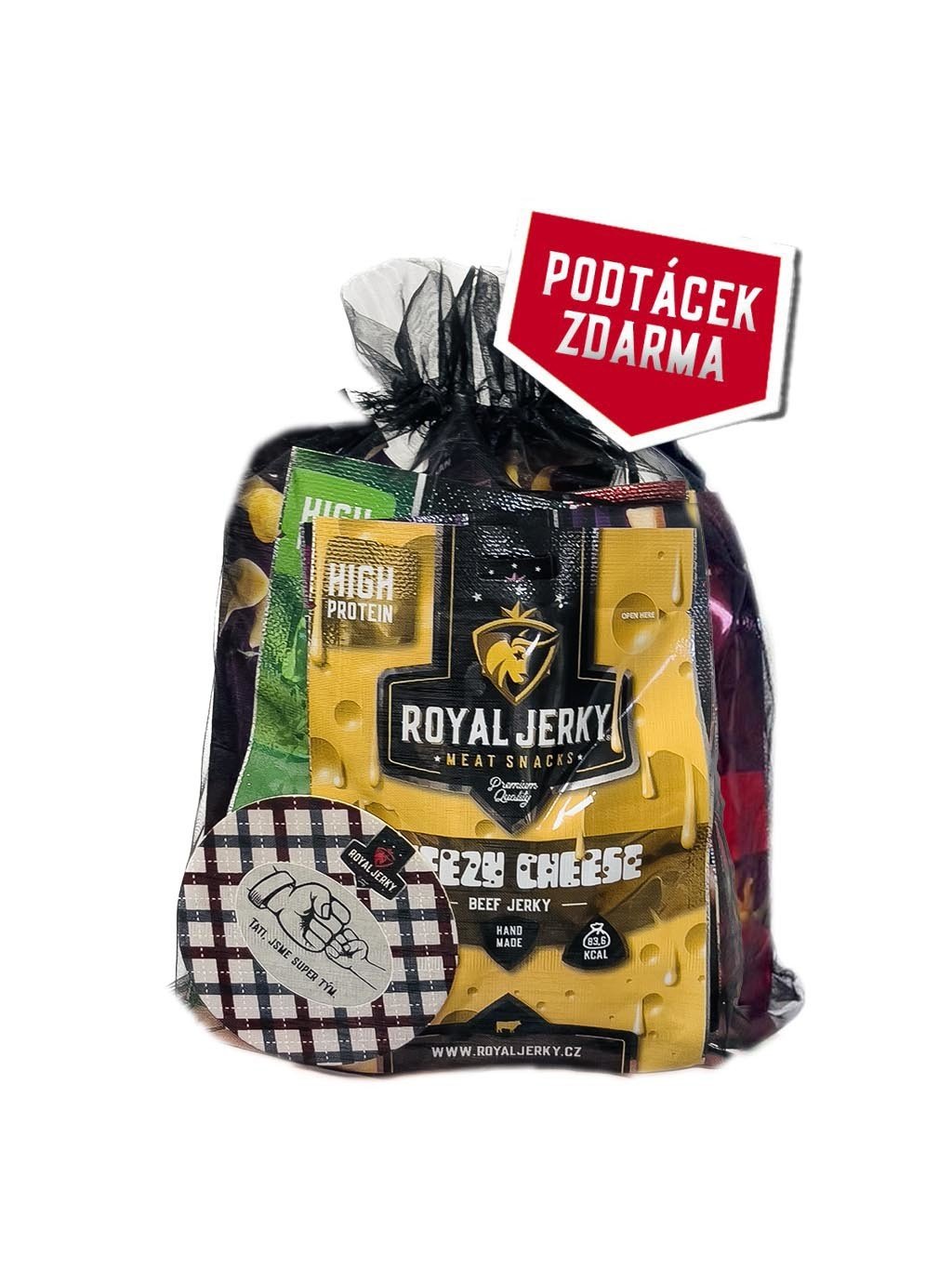 Royal Jerky Dárek pro tátu (5x jerky + popcorn + podtácek)