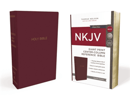 NKJV, Reference Bible, Center-Column Giant Print, Leather-Look, Burgundy, Red Letter Edition, Comfort Print (Thomas Nelson)(Imitation Leather)