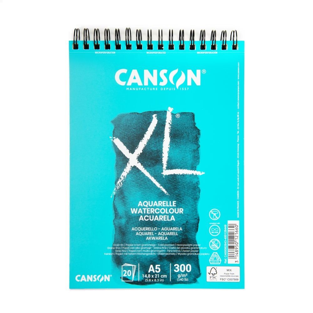 Canson skicák XL Aquarelle 30 listů A5 300g/m² kroužková vazba - 1 ks