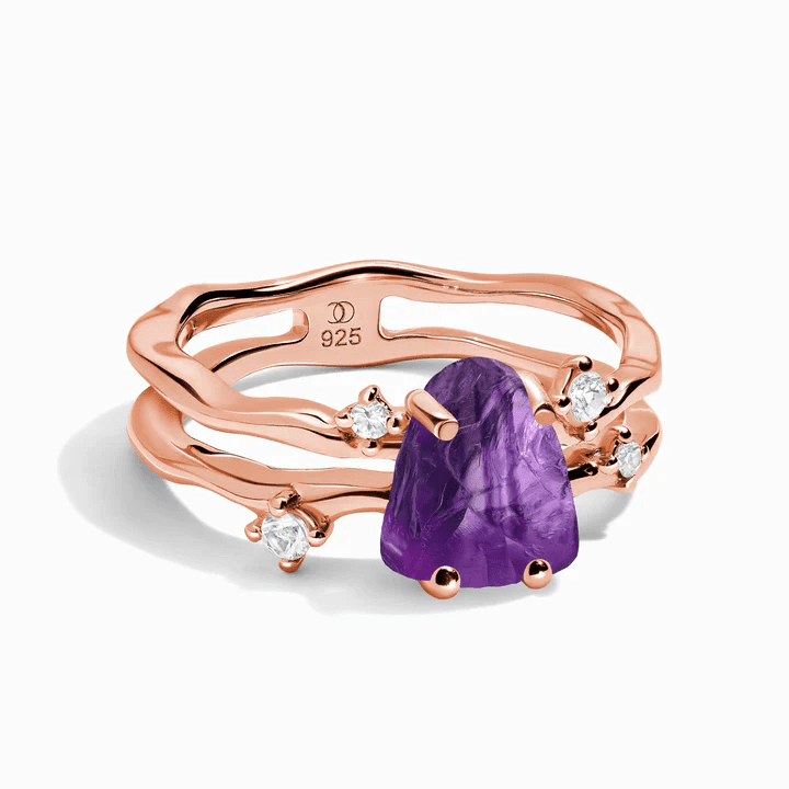 Royal Fashion prsten 18k zlato Vermeil SKA-R006-ROSEGOLD-AMETHYST Velikost: 5 (EU: 49-50)