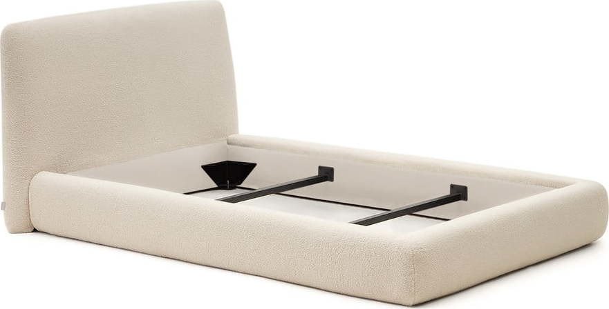 Béžová čalouněná dvoulůžková postel 90x200 cm Martina – Kave Home