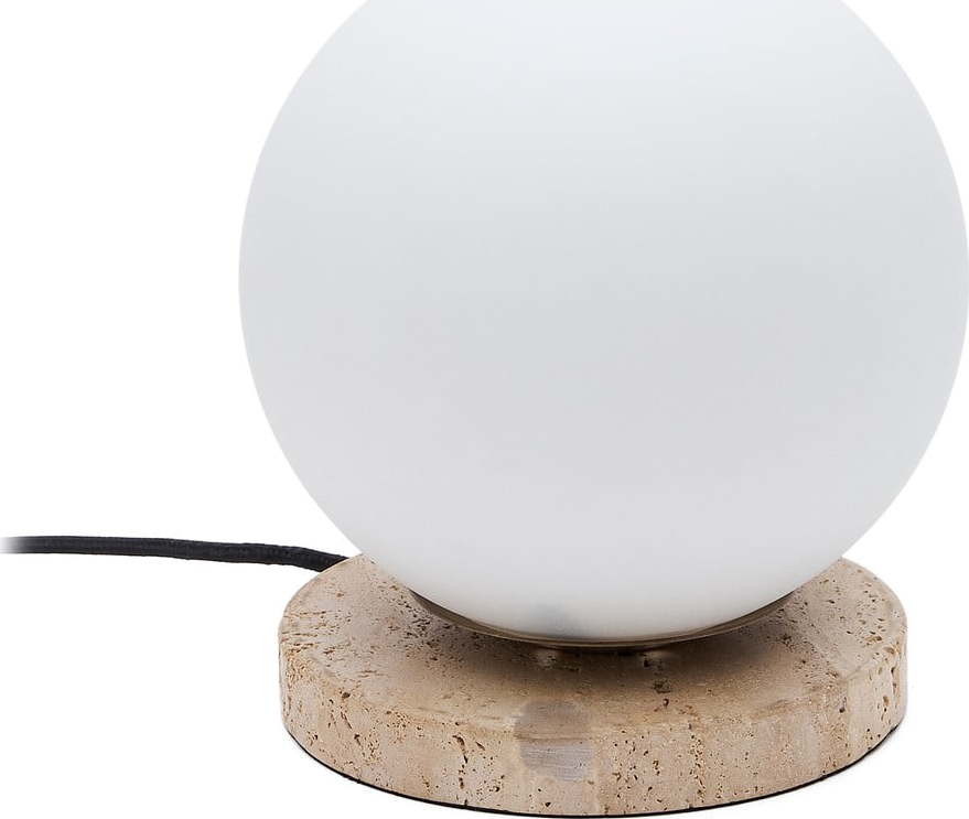 Bílá stolní lampa se skleněným stínidlem (výška 22 cm) Malachi – Kave Home