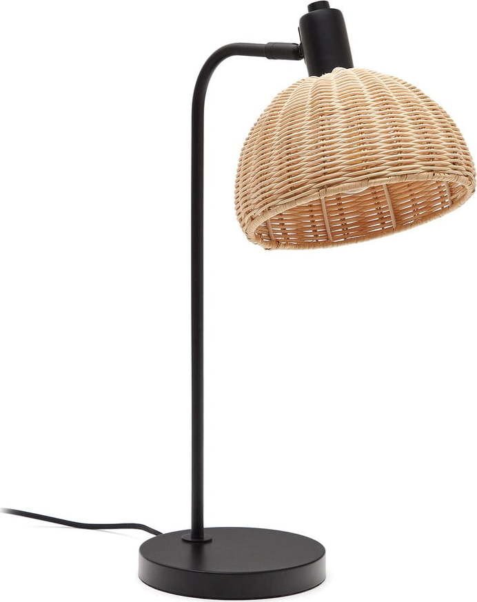 Stolní lampa s ratanovým stínidlem v černo-přírodní barvě (výška 56 cm) Damila – Kave Home