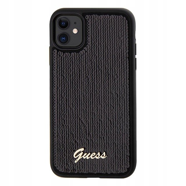 Pouzdro Guess Sequin Script Metal flitrové pouzdro zadní kryt pro iPhone 11 Xr