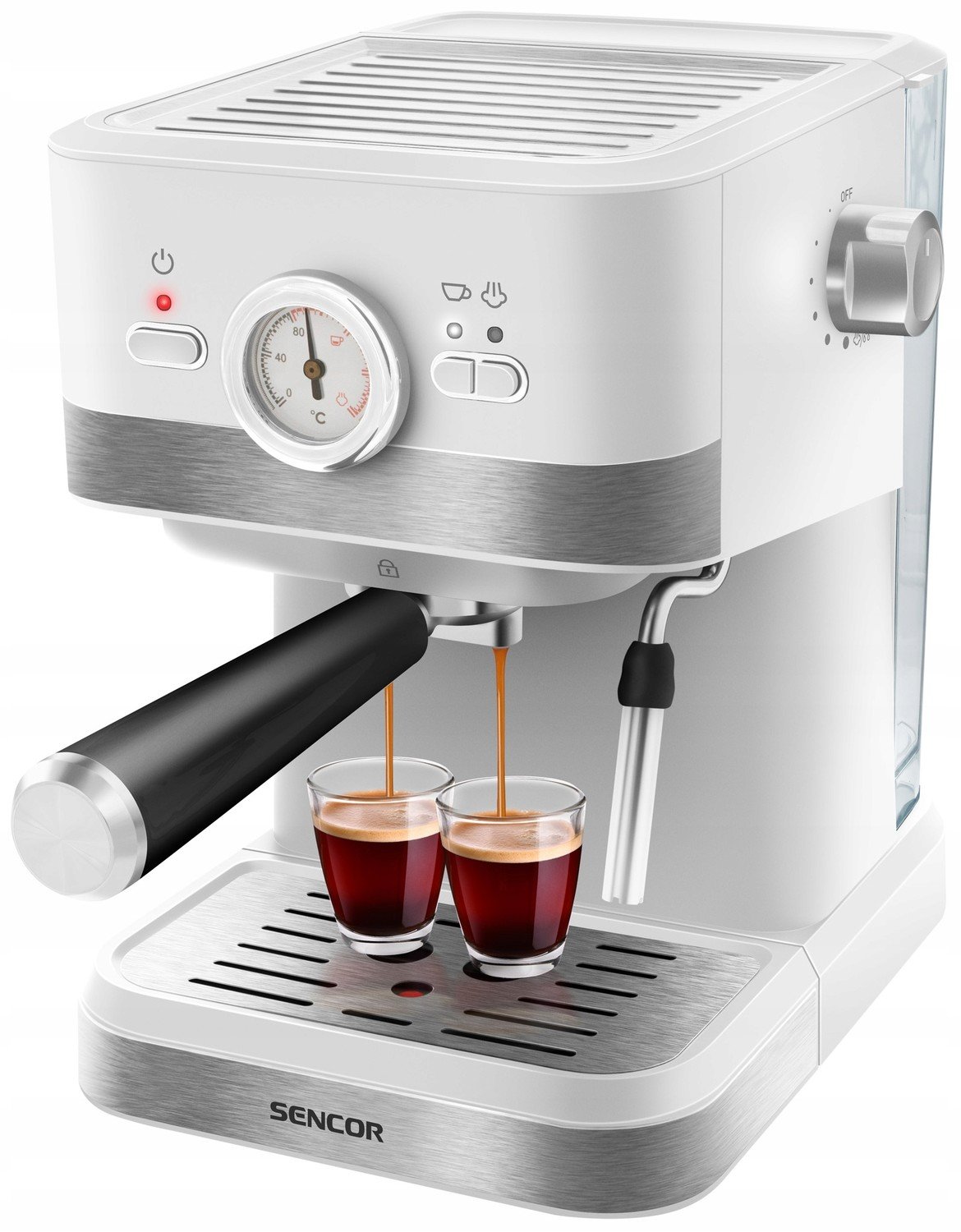 Tlakový kávovar espresso baňkový Sencor 1050 W 20 barů Bílý