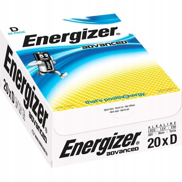 20x Baterie Energizer Alkalické LR20 D 1,5V