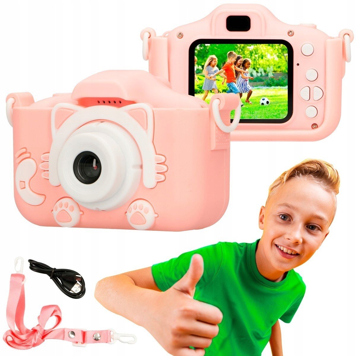Extralink Kids Camera H27 Single Pink Digitální fotoaparát 1080P 30fps, s