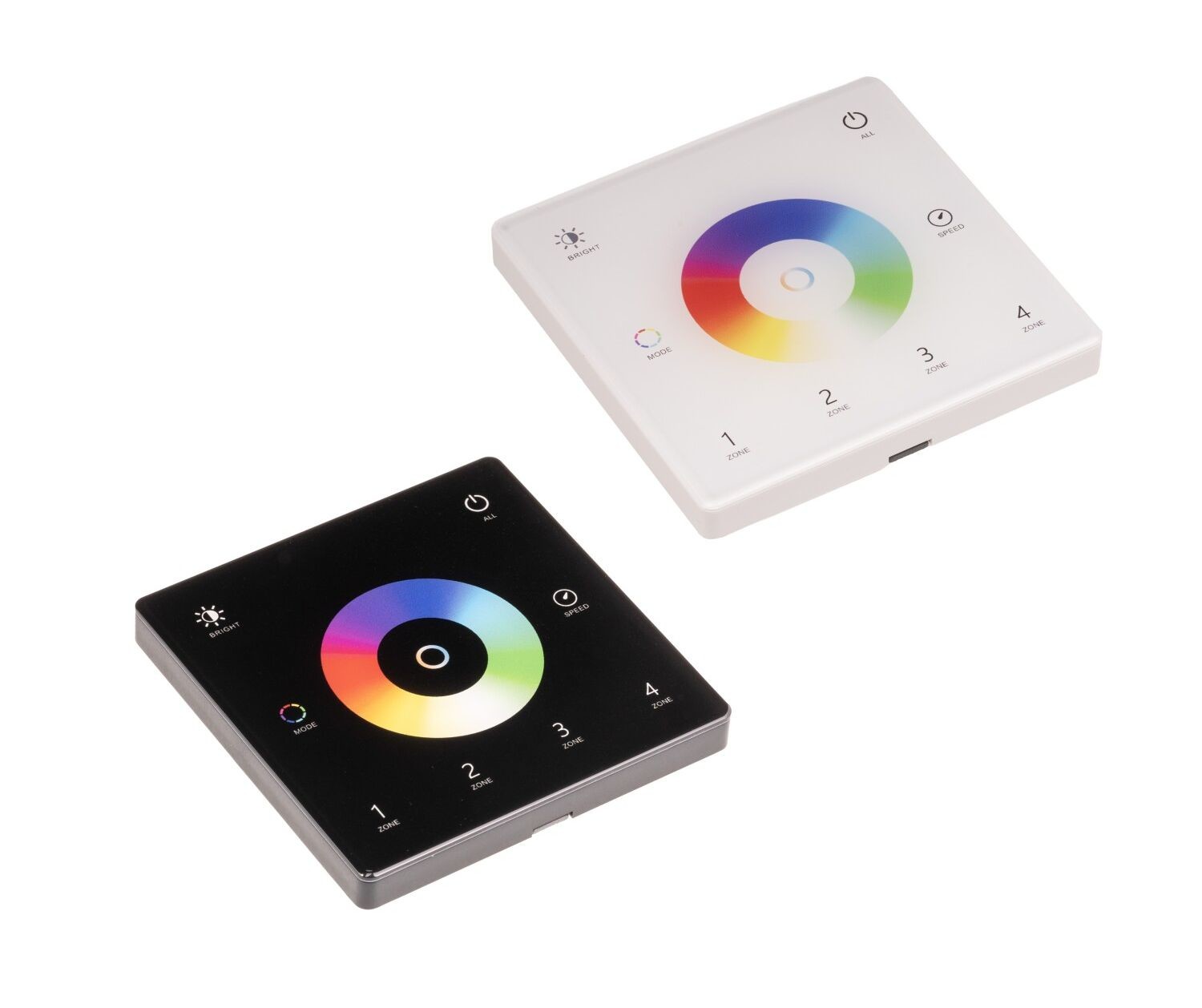 T-LED DimLED bezdrátový nástěnný ovladač SLIM univerzální 4-kanálový Barva: Černá 069315