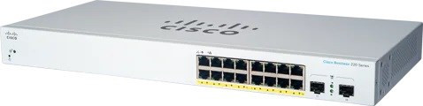 Cisco switch CBS220-16P-2G, 16xGbE RJ45, 2xSFP, fanless, PoE+, 130W - REFRESH