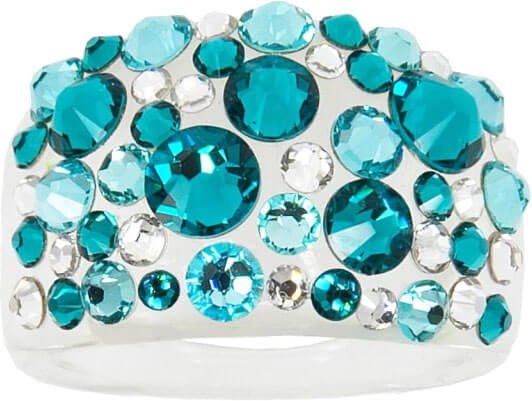 Levien Třpytivý prsten s krystaly Bubble Blue Zircon 56 mm