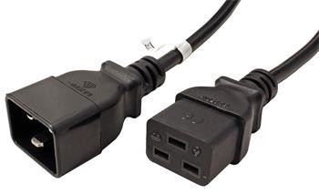 Kabel síťový prodlužovací 16A, IEC320 C20 - C19, 5m, černý