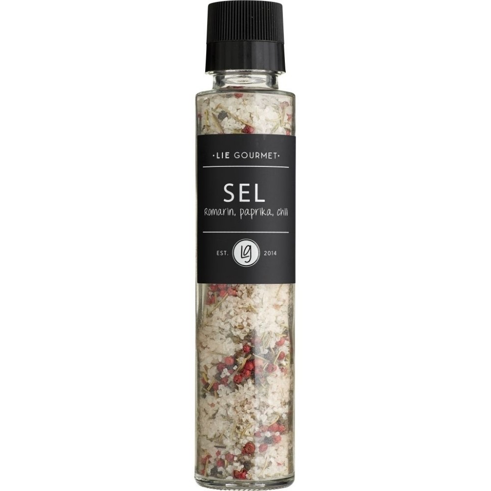 Sůl s rozmarýnem, paprikou a chilli 230 g, s mlýnkem, Lie Gourmet