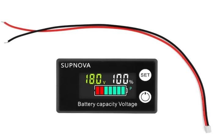 Ukazatel napětí a stupně nabití pro baterie 8-100V, Pb, LiFePO4