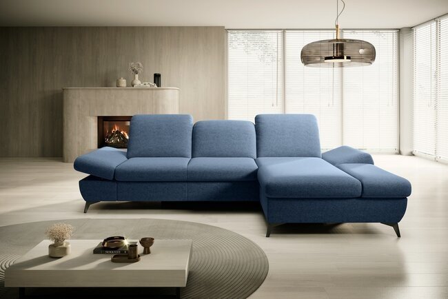 LASKI Modrá rohová pohovka HARED - pravá 284x85-97x96-166 modrá - LOFT 14