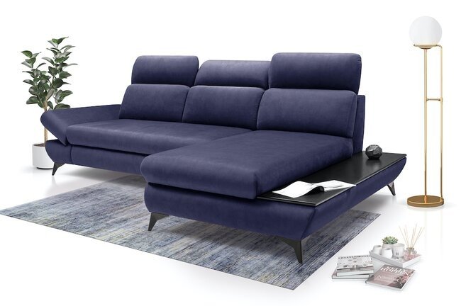 LASKI Tmavě modrá rohová pohovka TEZA - pravá 280x72-90x96-128 tmavě modrá - FANCY 79