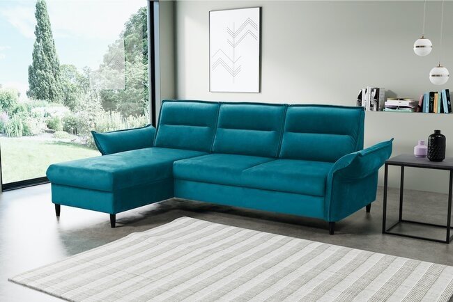 LASKI Tyrkysová rohová pohovka MAURA - levá 254-272x88x167 tyrkysová - SALVADOR 6