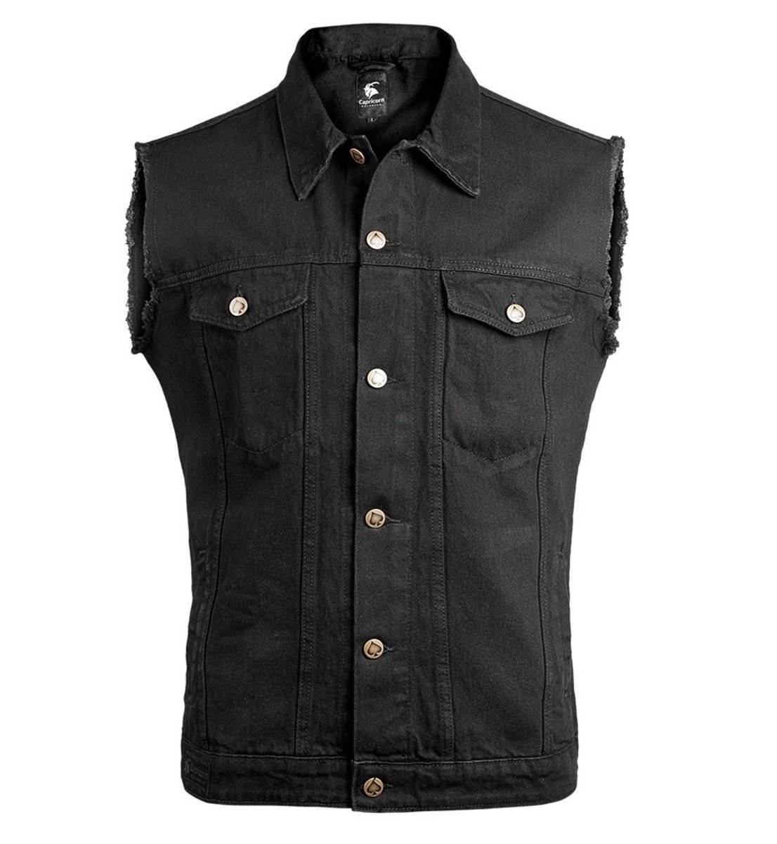vesta pánská CAPRICORN ROCKWEAR - black with frayed arms S