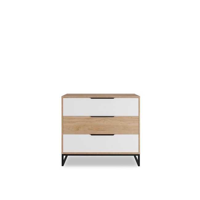 GIB Komoda LEO K3SZ, hickory / bílý mat 90x80x40 hickory / bílý mat