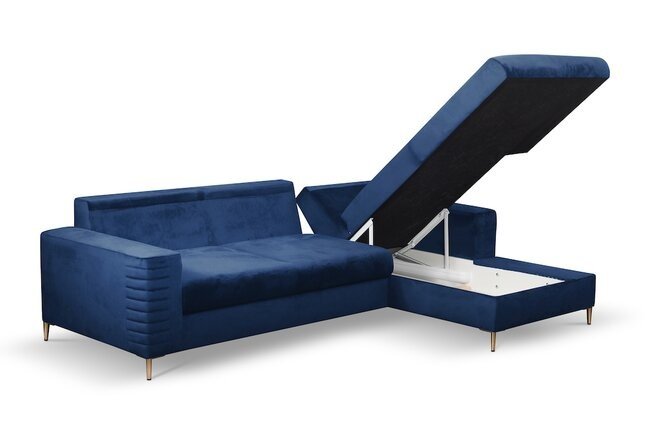 LASKI Modrá rohová pohovka COLI - pravá 252x117.5x90-165 modrá - VELLUTO 25