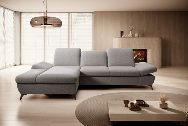 LASKI Tmavě šedá rohová pohovka HARED - levá 284x85-97x96-166 tmavě šedá - LOFT 19