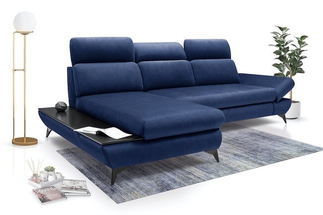 LASKI Modrá rohová pohovka TEZA - levá 280x72-90x96-128 modrá - BLUVEL 86