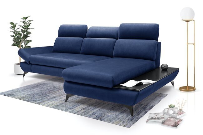 LASKI Modrá rohová pohovka TEZA - pravá 280x72-90x96-128 modrá - BLUVEL 86