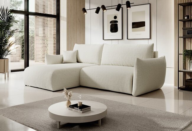 LASKI Moderní rohová pohovka ADDISON 14 - levá 257x88x177 krémová - MELODY 14