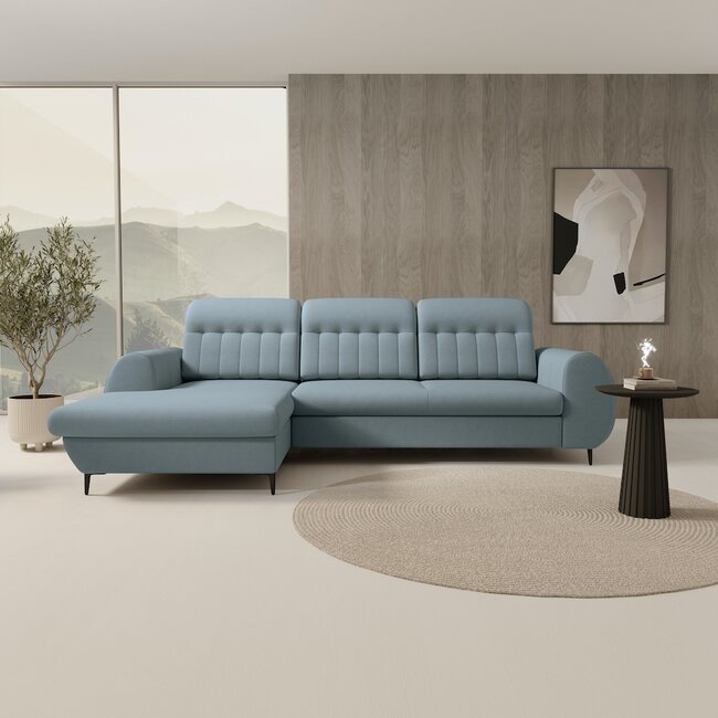 LASKI Šedá rohová pohovka BETSY - levá 275x90-95x166 šedá - CASTEL 91