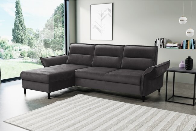 LASKI Černá rohová pohovka MAURA - levá 254-272x88x167 černá - ELEMENT 01