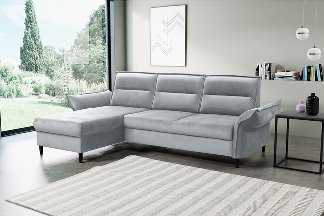 LASKI Světle šedá rohová pohovka MAURA - levá 254-272x88x167 popel - ELEMENT 24