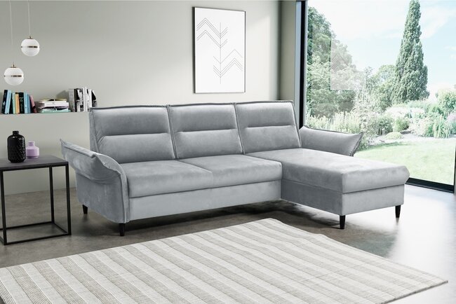 LASKI Světle šedá rohová pohovka MAURA - pravá 254-272x88x167 popel - ELEMENT 24