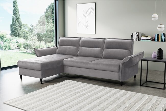 LASKI Šedá rohová pohovka MAURA - levá 254-272x88x167 šedá - MANILA 16