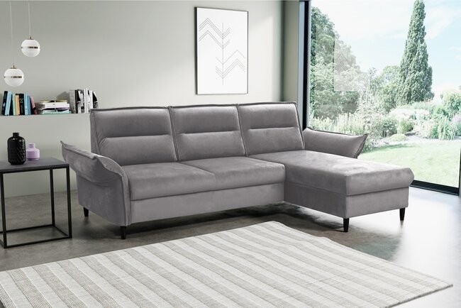 LASKI Šedá rohová pohovka MAURA - pravá 254-272x88x167 šedá - MANILA 16