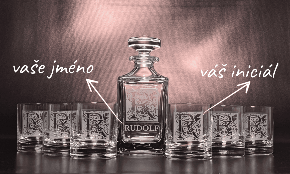 Diamante Křišťálový whisky set s gravírováním INICIÁL + JMÉNO  1+6