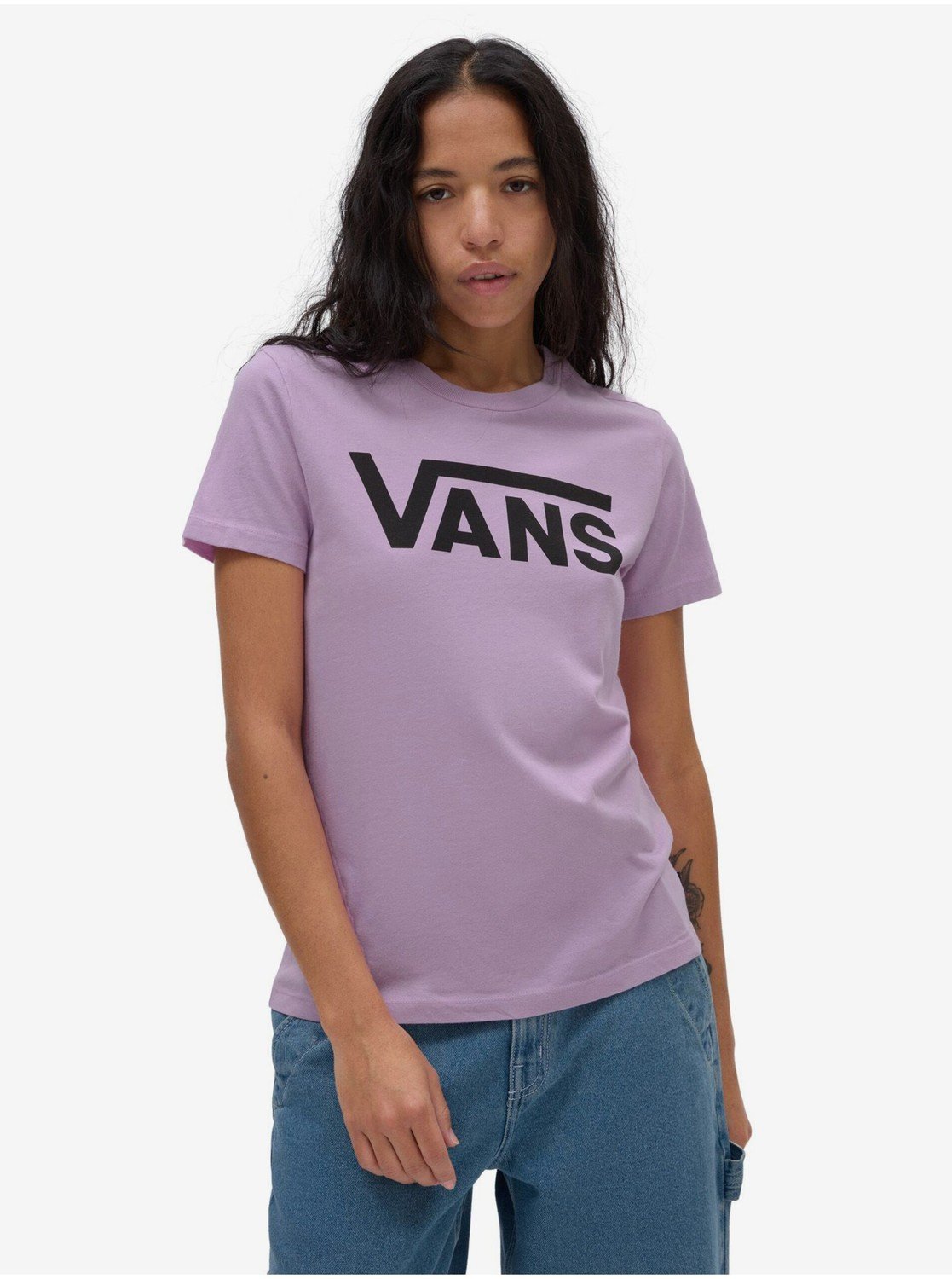 Fialové dámské tričko VANS PIGMENT DYE VANS CREW TEE - Dámské