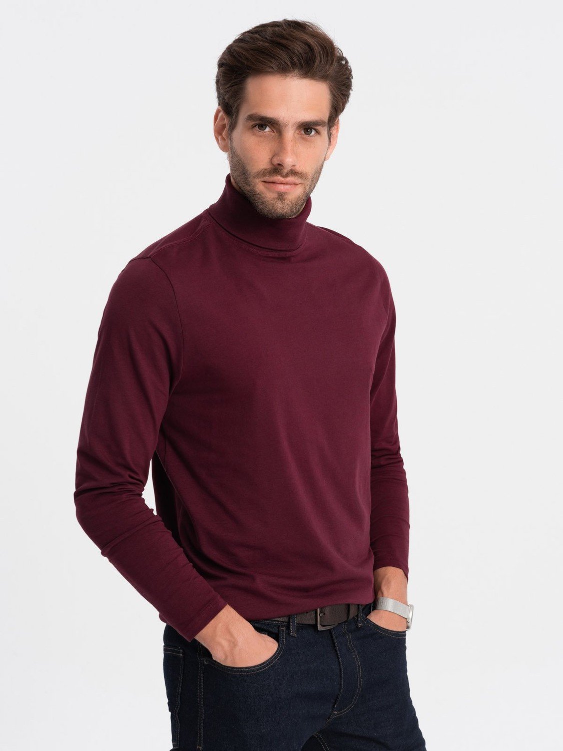 Ombre Men's turtleneck longsleeve - maroon