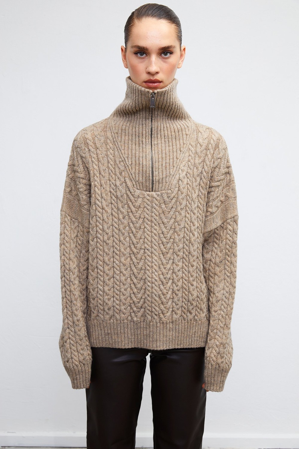 VATKALI Turtleneck Zipper Knit Sweater