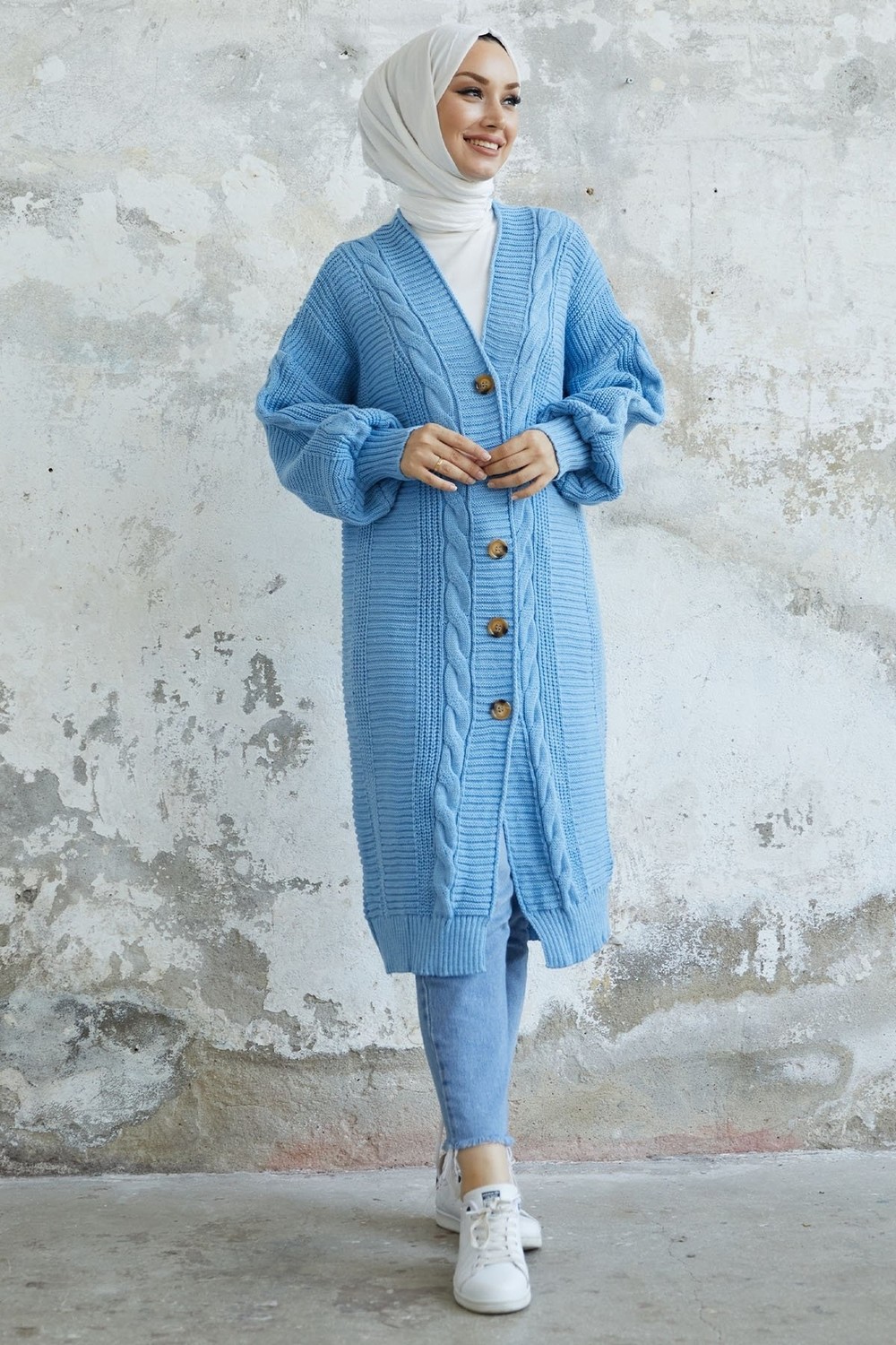 InStyle Evia Buttons Knitwear Cardigan - Baby Blue