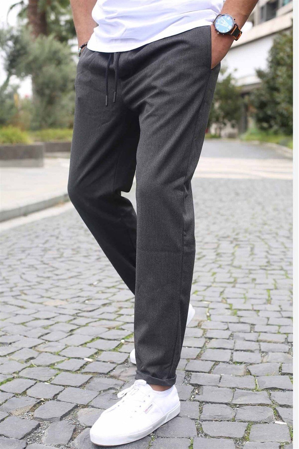 Madmext Anthracite Basic Jogger Trousers 5486