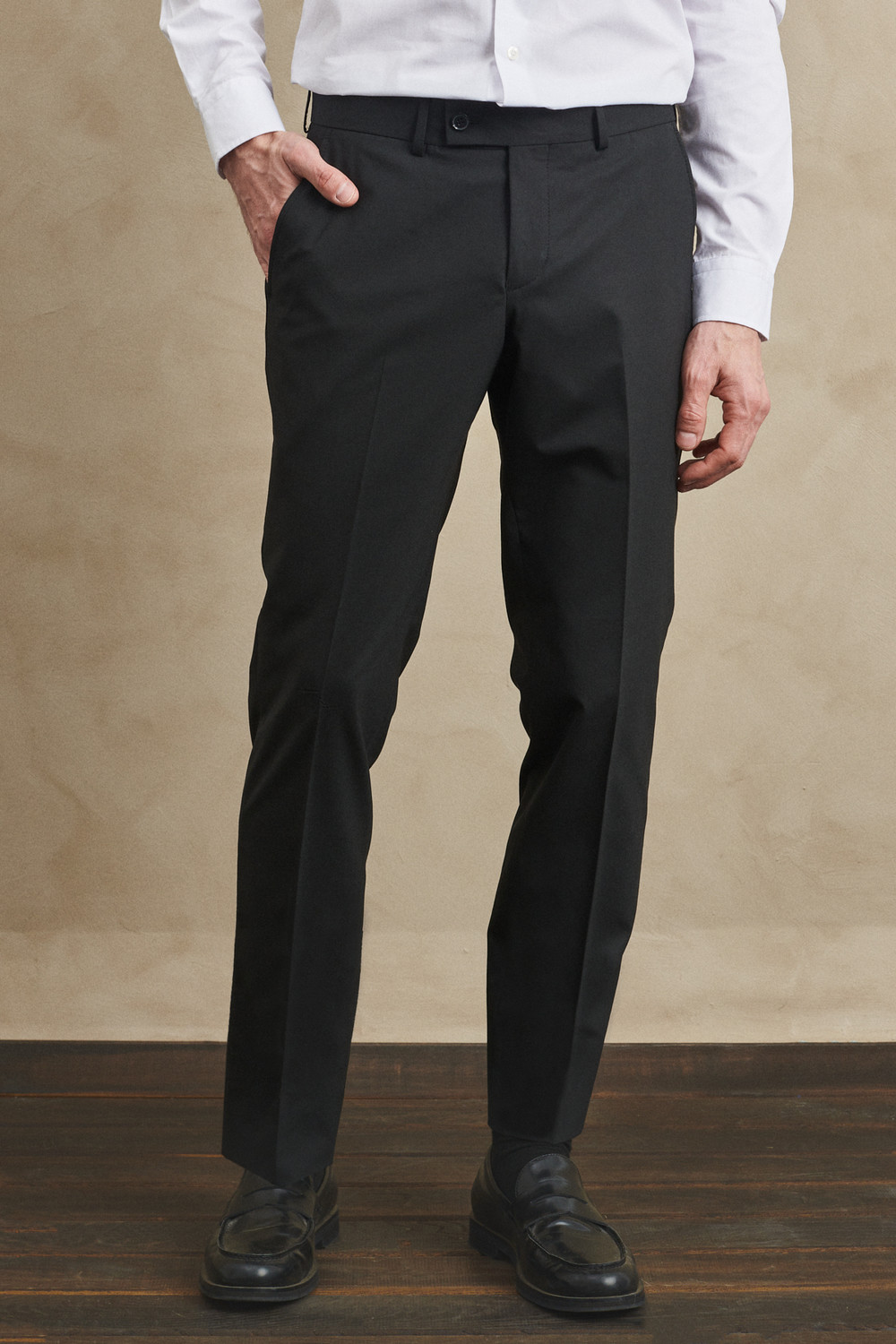 ALTINYILDIZ CLASSICS Men's Black Slim Fit Slim Fit Flexible Classic Trousers.