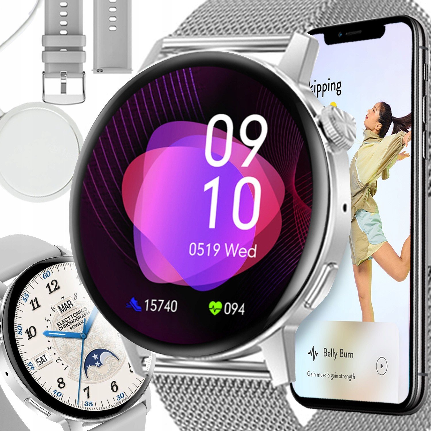 Smartwatch Dámské a pánské 3D hodinky vodotěsné Připojení puls Na dárek