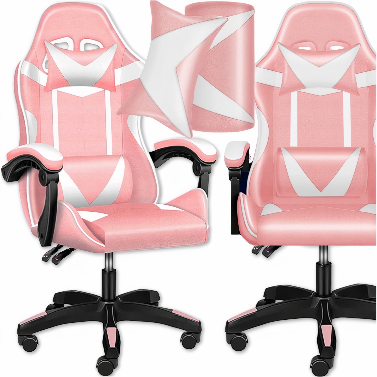 Herní Židle Pro Hráče Kelímková Kancelářská Židle Růžová +masáž Podnožka