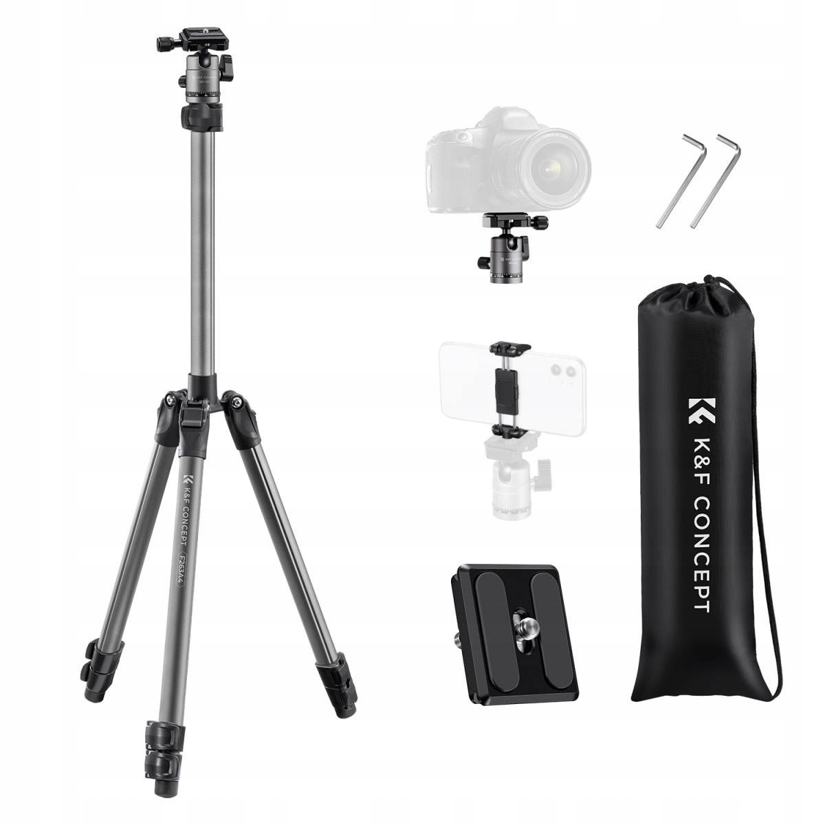 Ultralehký Stativ K&f Alu/mag 168CM F263A4 Tripod držák telefonu