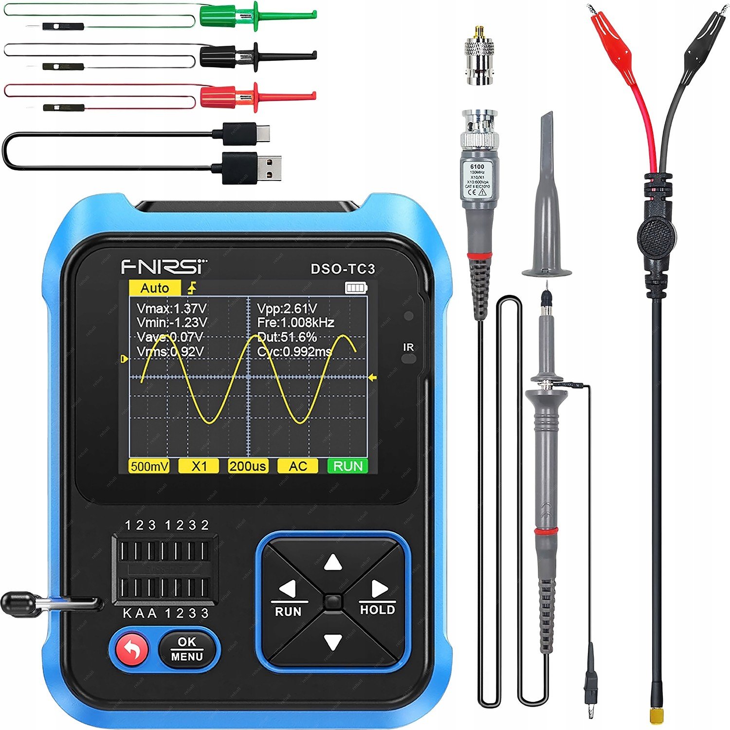 Oscyloskop Digitální Sonda Tester Mini Přenosný Generátor Fnirsi DSO-TC3 3v1