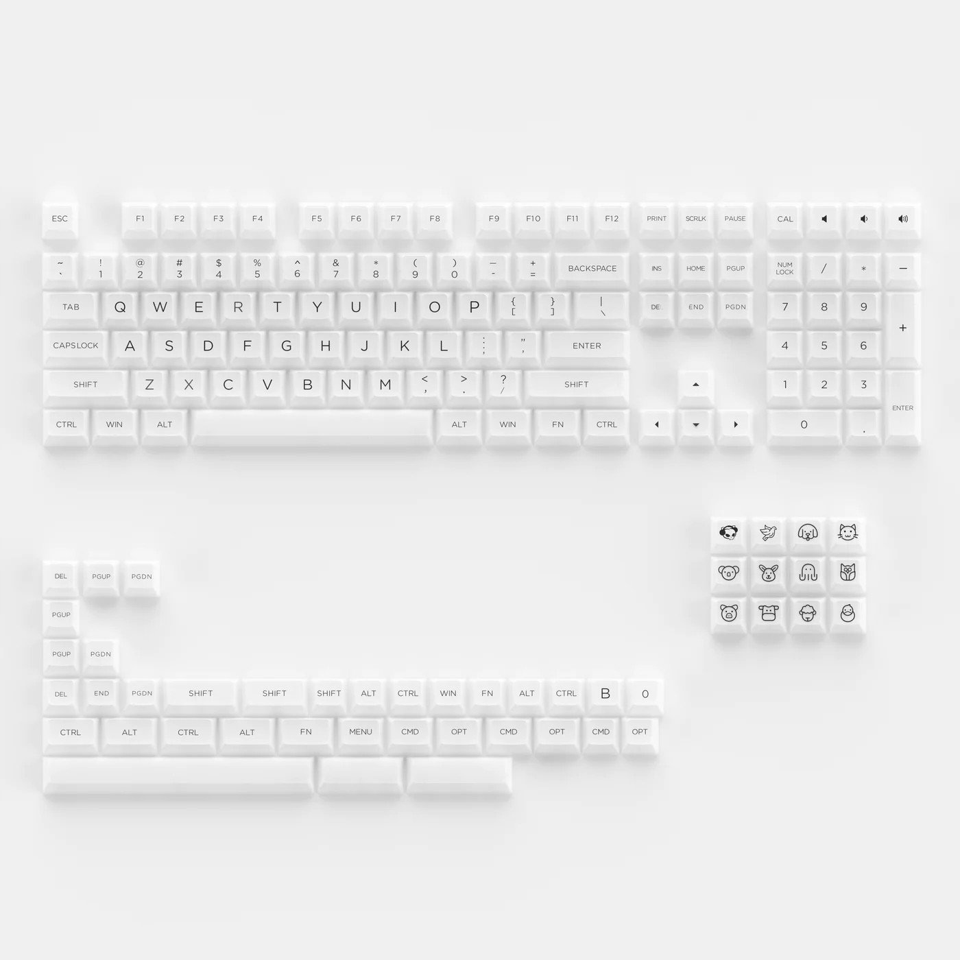 Akko Asa Clear Keycaps Pbt 155 Pc kláves White v2
