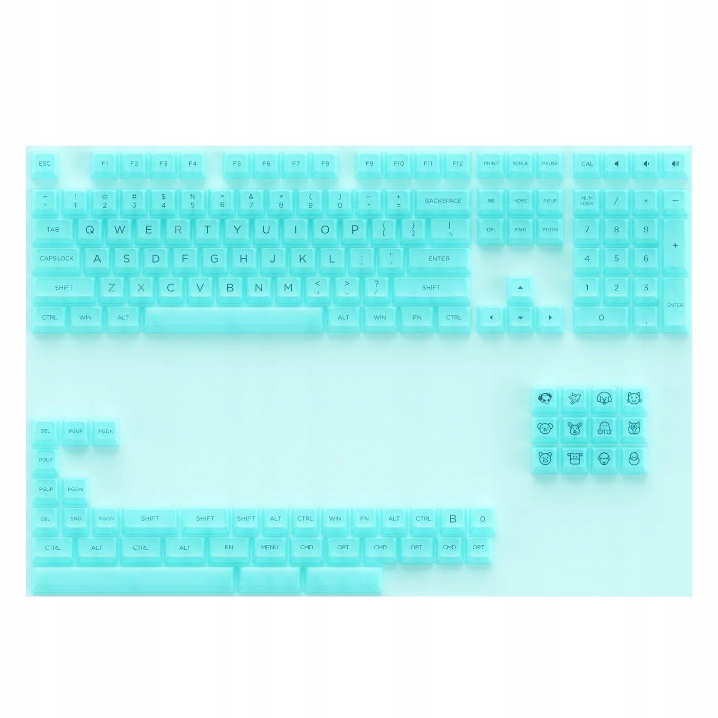 Akko Asa Clear Keycaps Pbt 155 kláves Pc Mint