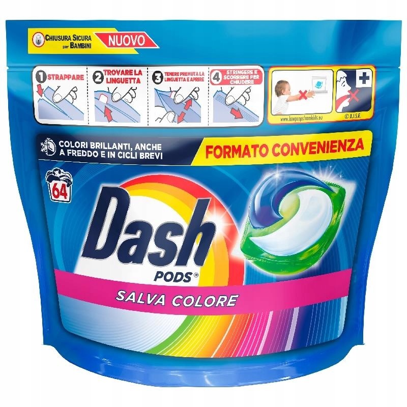 Kapsle na praní barvy účinné italské 44 praní Colore Dash