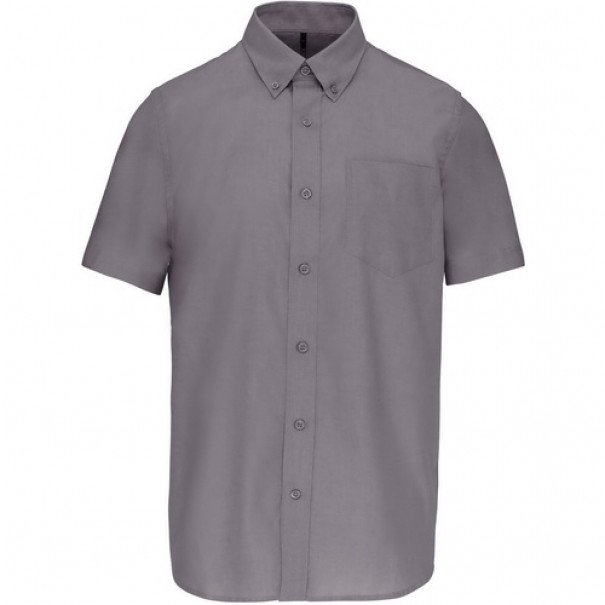 Pánská košile s krátkým rukávem Kariban Oxford - šedá, XL